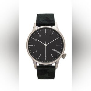 Komono The Winston Mens Minimalist Watch Green Face Camo Lthr Band Needs Battery